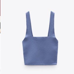 Zara Blue Square Neck Crop Top